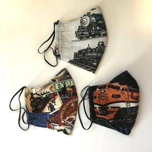 Railroad Trains Handmade Railfan Face Masks - Set Of 3